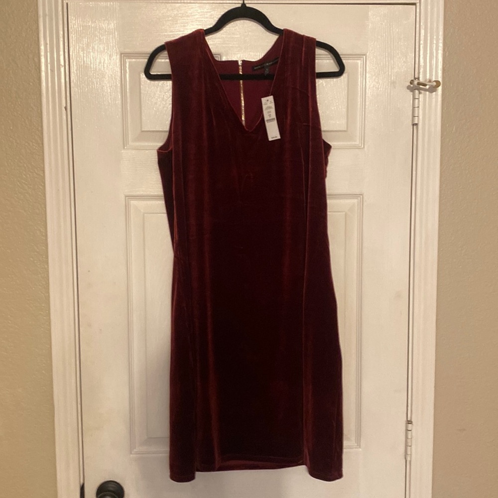 White House Black Market maroon velvet midi dress